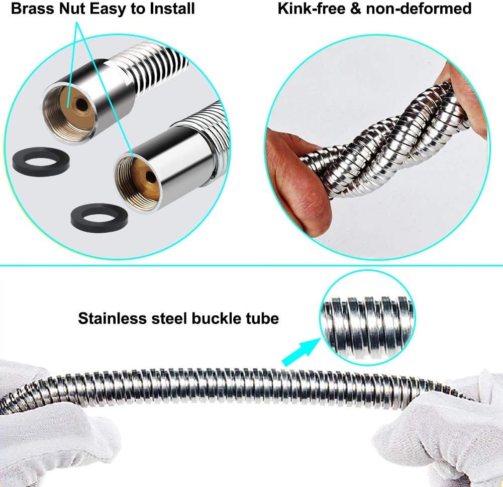 60 Inch Pre Rinse Spray Hose with Heat Resistant Handle Replacement B-0044 for T&S Brass, 1.42 GPM Commercial Sink Sprayer Hose for Restaurant Kitchen Sink Faucet