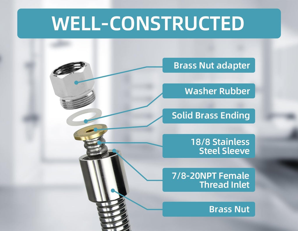 44 Inches B-0044-H Pre-Rinse Hose Replacement for T&S Brass, Commercial Kitchen Sink Spray Flexible Stainless Steel Hose with Heat Resistant Handle