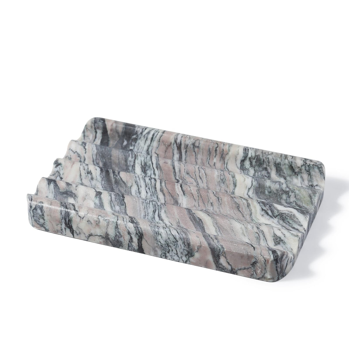 Karibiber Marble Soap Dish, Large Stone Bar Soap Holder Shower, Green Bathroom Soaps Saver, Easy Cleaning Natural Stone Sponge Holder for Kitchen Sink, Executive Jewelry Ring Tray