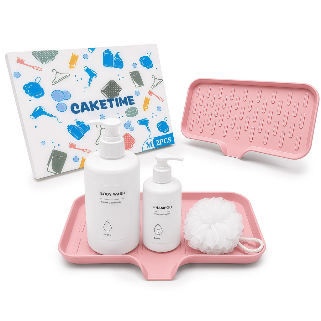 CAKETIME 2 Pack Silicone Soap Dish with Drainage Holes for Bathroom Shower Caddy Kitchen Counter Bar Sponge Holder Drying Rack Sink Organizer Essentials Apartment Home Household Must Haves 2026