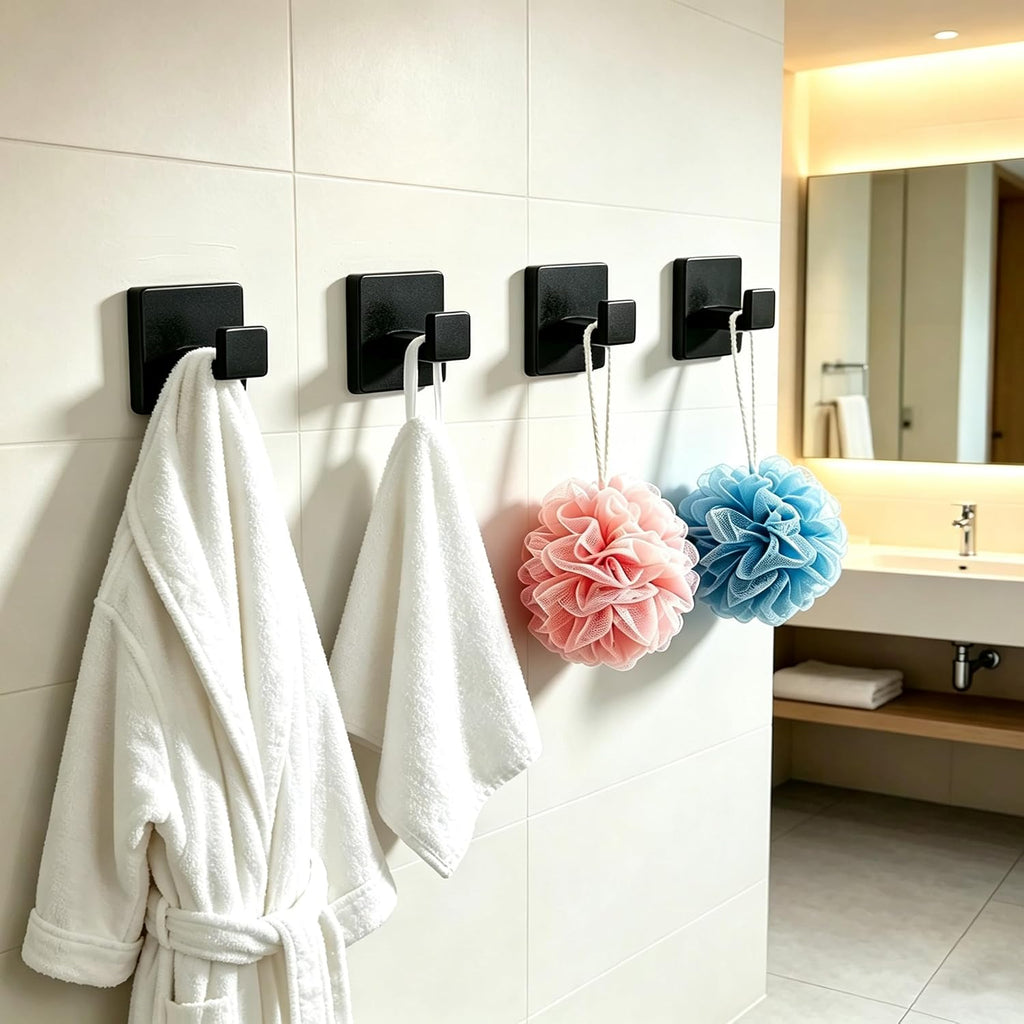 JOPOFI 2 Piece Towel Hook - Bathroom Robe Hook - Matte Black