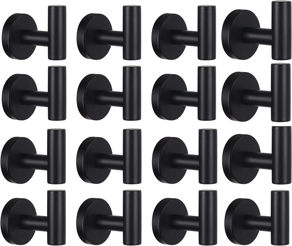 Towel Hooks Bathroom Coat Robe Wall Hook Heavy Duty Door Hanger Towel Robe Clothes Cabinet Closet Sponges Rack for Bathroom Bedroom Kitchen Hotel Pool 4 Packs Black(Drilling Installation)