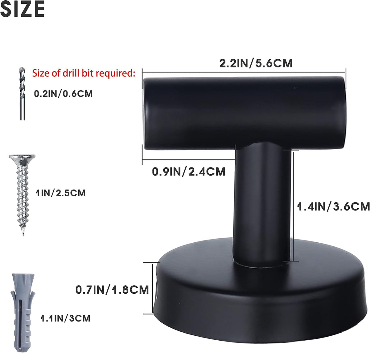 Towel Hooks Bathroom Coat Robe Wall Hook Heavy Duty Door Hanger Towel Robe Clothes Cabinet Closet Sponges Rack for Bathroom Bedroom Kitchen Hotel Pool 4 Packs Black(Drilling Installation)