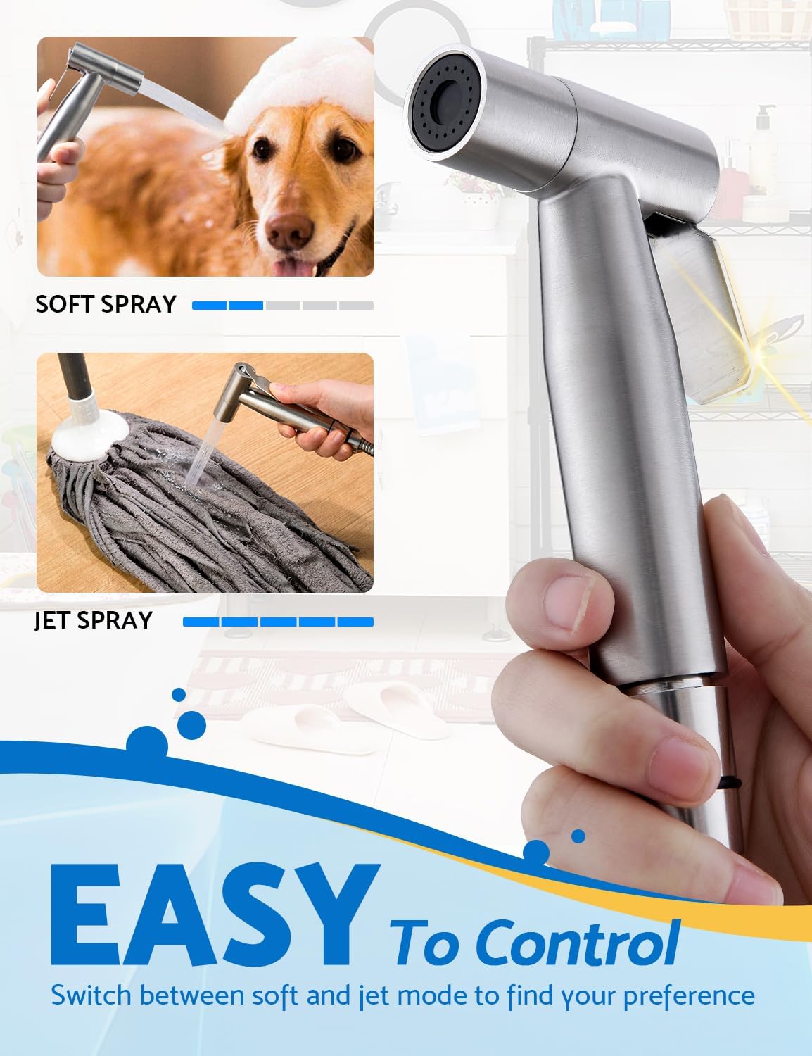 BRITULIF 2-Pack Handheld Bidet Sprayer for Toilet, Adjustable Pressure