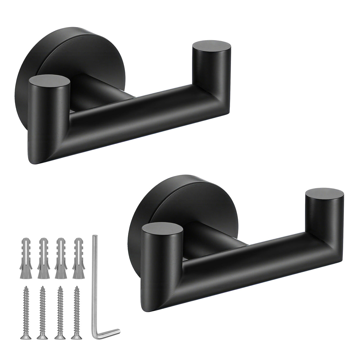 Towel Hooks for Bathrooms,Towel Hook for Kitchen Bathroom,SUS304 Stainless Steel Coat Hook,Heavy Duty Double Holder Robe Hooks for Hanging Towels,Coats,Sponges,Clothes,Wall Mount,Brushed Nickel,2 Pack