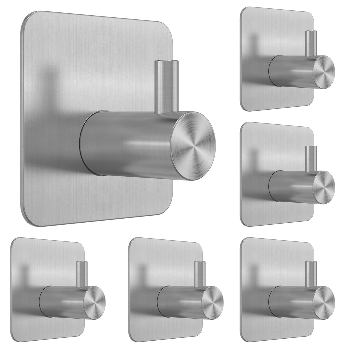 Honmein 6 Pcs Adhesive Wall Hooks for Hanging - Waterproof Shower Hooks