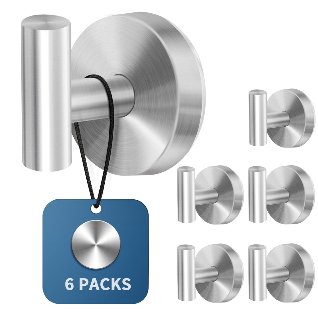 Suction Cup Hooks for Shower, 6 Pack Matte Black Suction Hooks