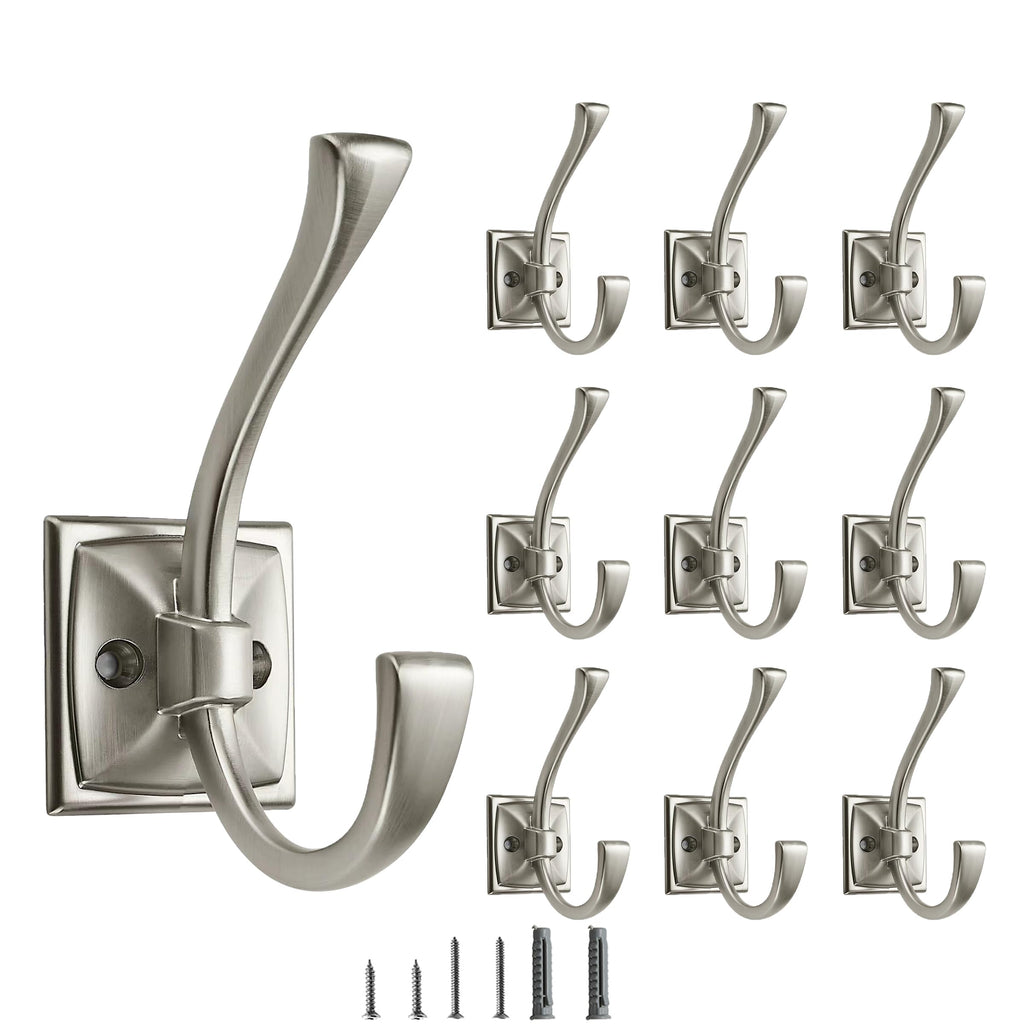 5 Pack Decorative Heavy Duty Towel Hooks for Hanging Robe Double Oil Rubbed Bronze Coat Hooks Wall Mounted with Screws for Key, Towel, Bags, Cup, Hat