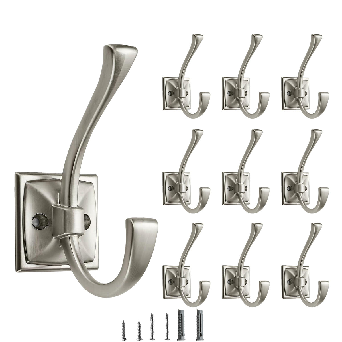 5 Pack Decorative Heavy Duty Towel Hooks for Hanging Robe Double Oil Rubbed Bronze Coat Hooks Wall Mounted with Screws for Key, Towel, Bags, Cup, Hat