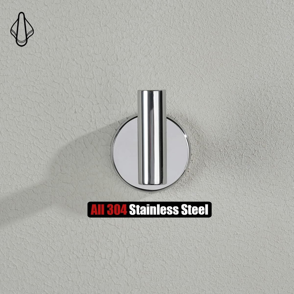 JQK Chrome Bathroom Towel Hook, 304 Stainless Steel Coat Robe Clothes Hook for Bathroom Kitchen Garage Wall Mounted (Pack of 2), TH100-CH-P2