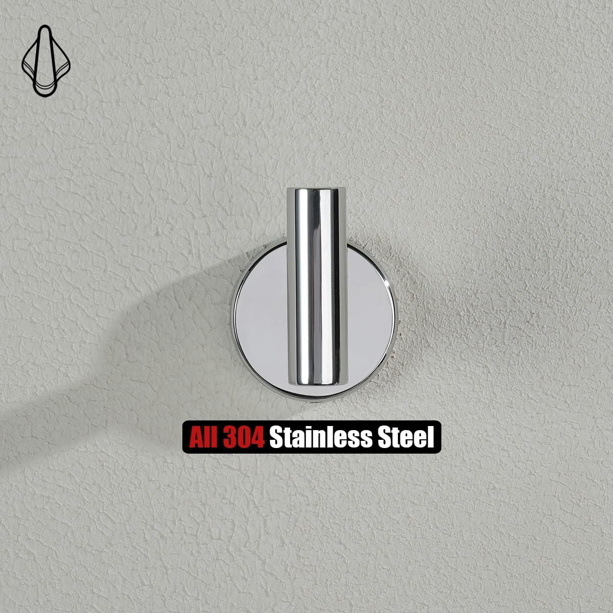 JQK Chrome Bathroom Towel Hook, 304 Stainless Steel Coat Robe Clothes Hook for Bathroom Kitchen Garage Wall Mounted (Pack of 2), TH100-CH-P2