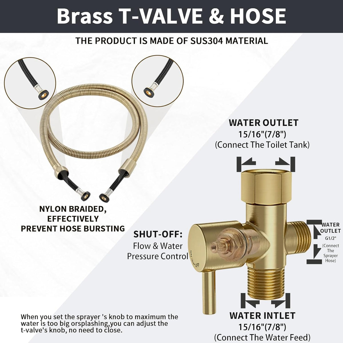 Brushed Gold Handheld Bidet Sprayer Set for Toilet