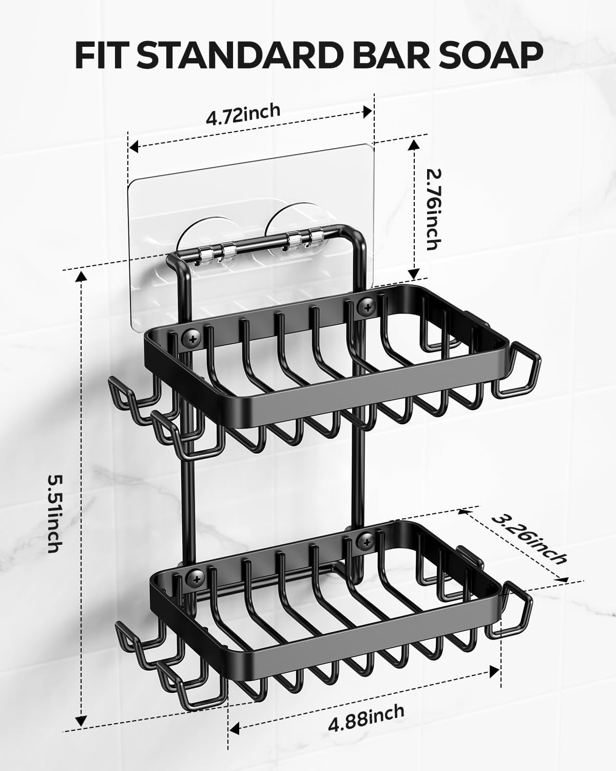 Nieifi Bar Soap Holder, Adhesive Soap Dish for Bathroom Shower Wall