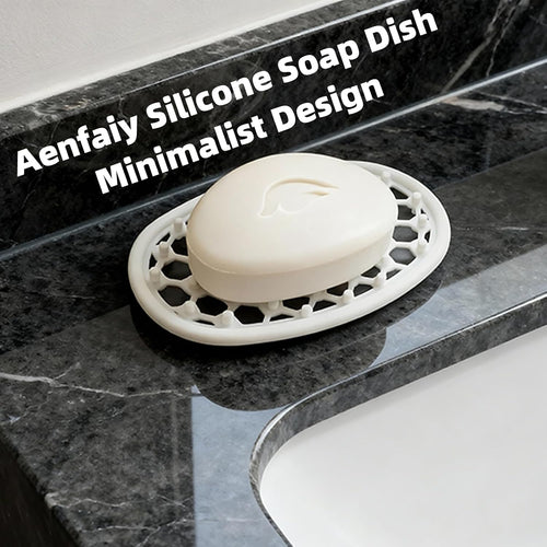 2 Pack Soap Dish for Shower, Non-Slip Silicone Bar Soap Holder with Efficient Drainage Holes for Bathroom Sink, Self Draining Soaps Saver Pad for Shower Niche, Shelf (White- 2Pcs)