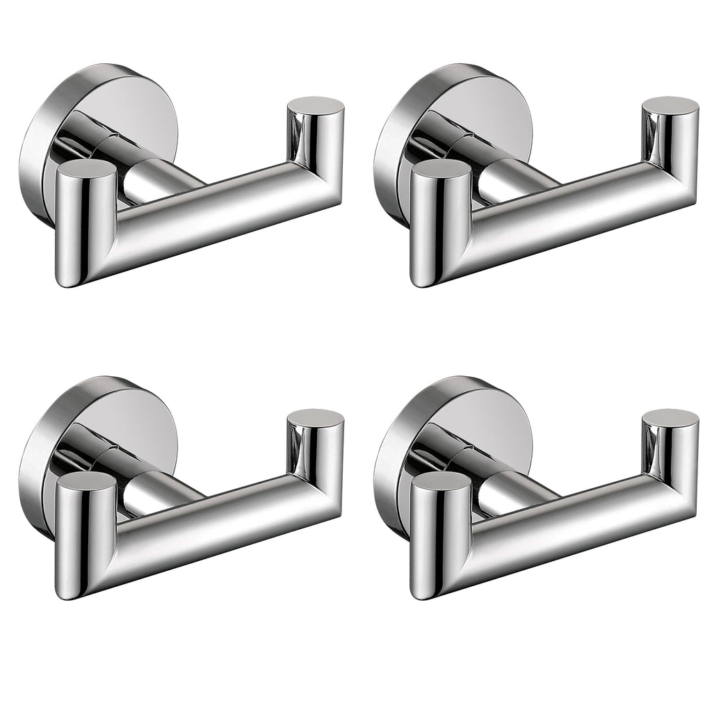 Towel Hooks for Bathrooms,Towel Hook for Kitchen Bathroom,SUS304 Stainless Steel Coat Hook,Heavy Duty Double Holder Robe Hooks for Hanging Towels,Coats,Sponges,Clothes,Wall Mount,Brushed Nickel,2 Pack