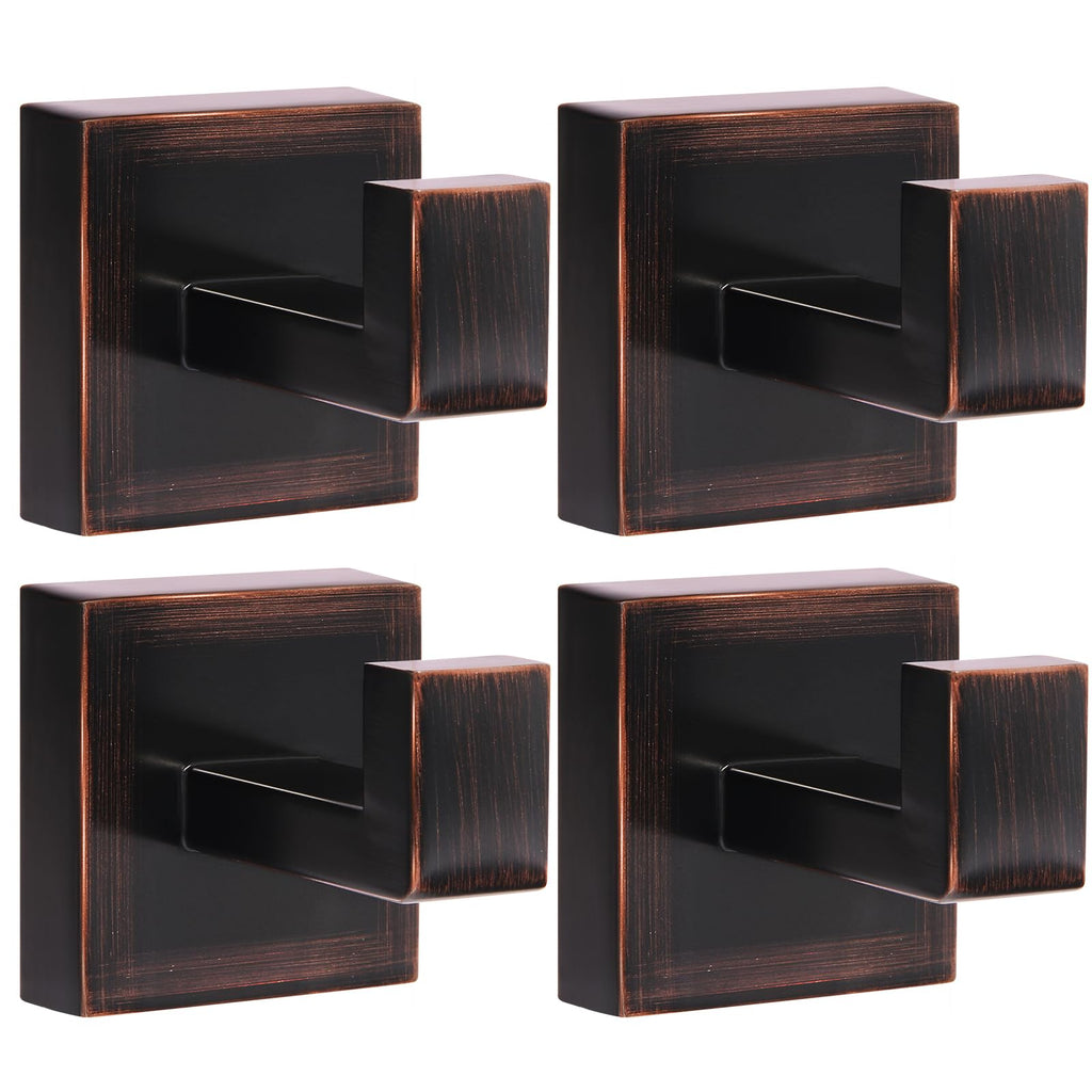 IBosins 4-Pack Towel Hooks Hand Towel Holder Bathroom Robe Hanger Black