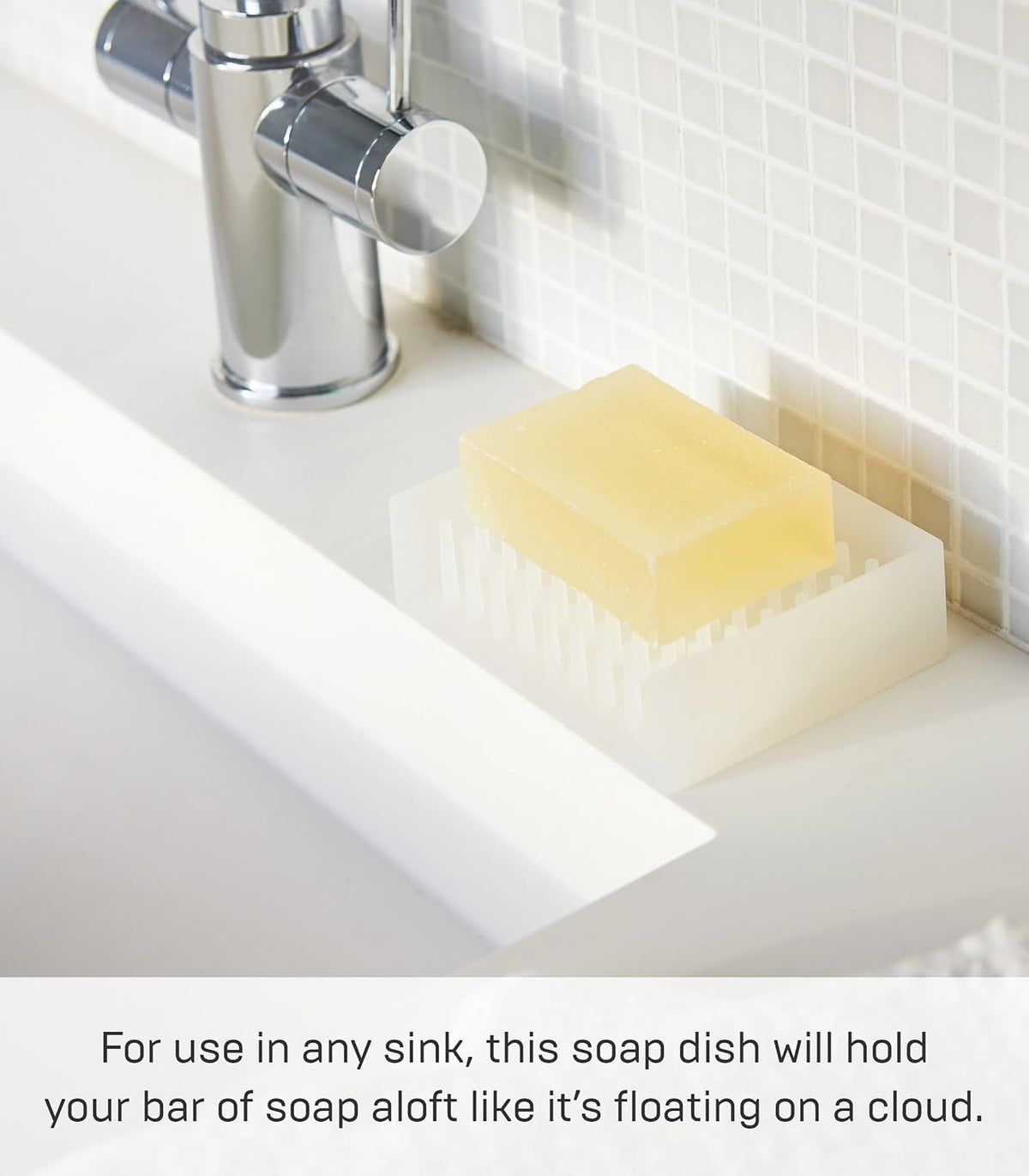 Yamazaki Home Self Draining Soap Tray - Floating Holder Dish for Sink, Silicone, No Assembly Req.
