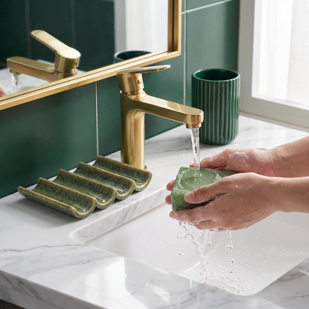 Ceramic Soap Dish, Draining Bar Soap Holder for Shower & Bathroom