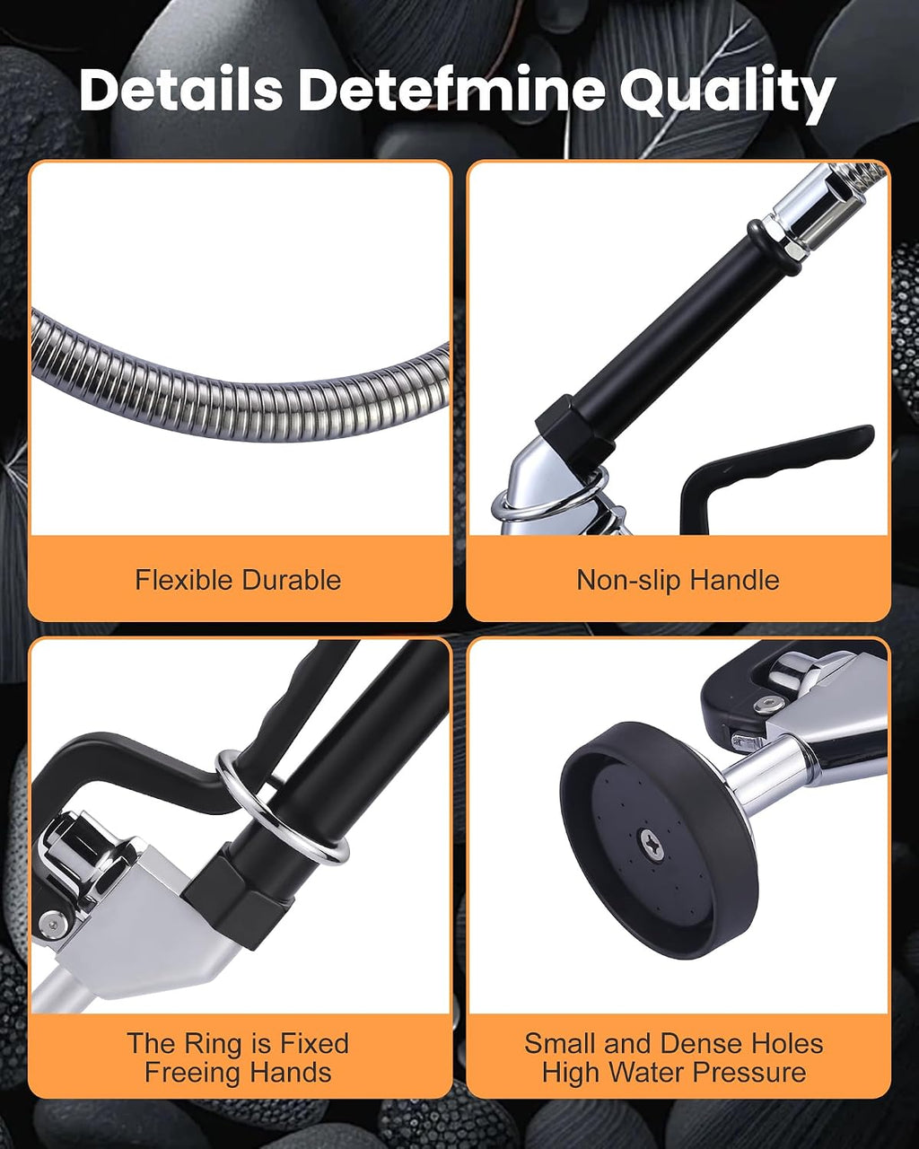 Commercial Sink Sprayer Valve with Hose: iVIGA 45" Flexible Stainless Steel Commercial Kitchen Spray Hose - 1.3 & 3.85 GPM High Pressure Pre Rinse Spray Nozzle - Black 7/8"-20UNEF Handle Assembly