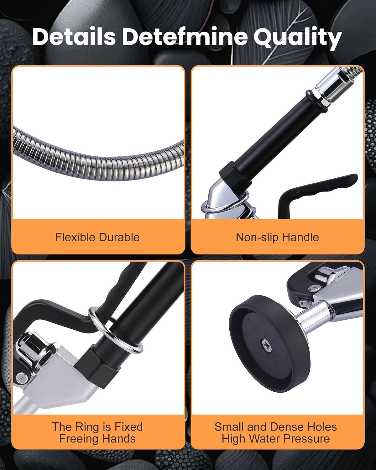 Commercial Sink Sprayer Valve with Hose: iVIGA 45" Flexible Stainless Steel Commercial Kitchen Spray Hose - 1.3 & 3.85 GPM High Pressure Pre Rinse Spray Nozzle - Black 7/8"-20UNEF Handle Assembly