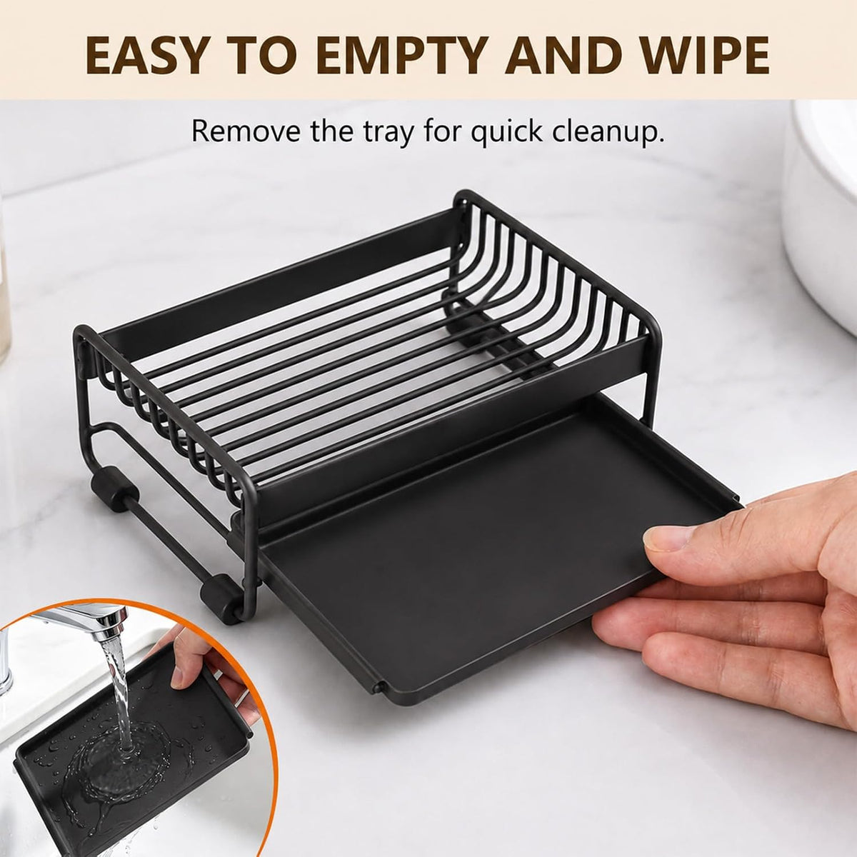 Soap Dish for Shower, Carbon Steel Bar Soap Holder with Water Tray, Soap Organizer for Bathroom, Kitchen Sink and Countertop(Black)