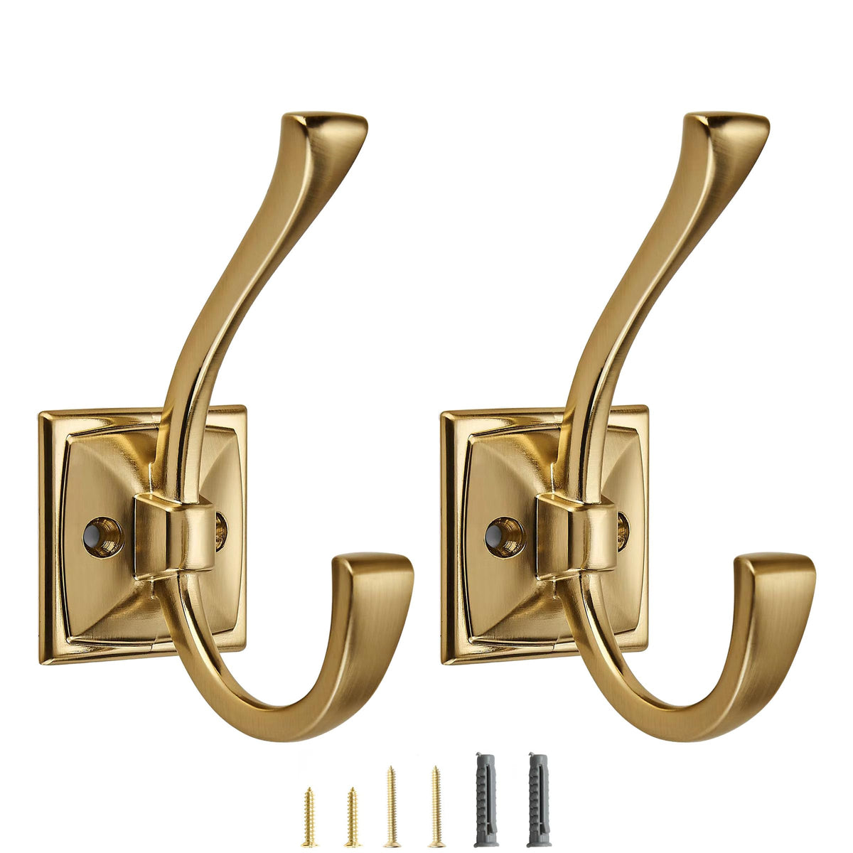 5 Pack Decorative Heavy Duty Towel Hooks for Hanging Robe Double Oil Rubbed Bronze Coat Hooks Wall Mounted with Screws for Key, Towel, Bags, Cup, Hat
