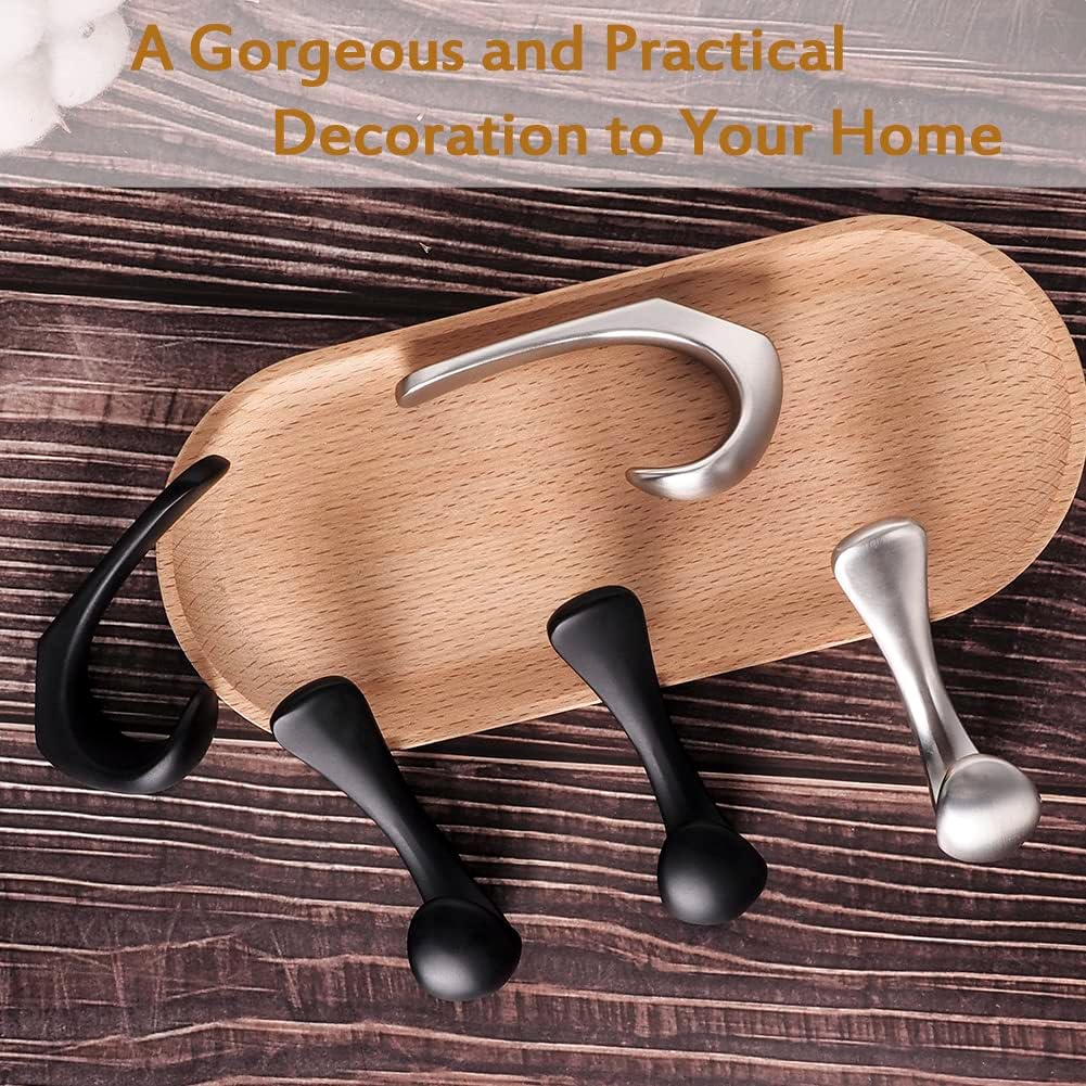 2 Pack Towel Hooks for Bathrooms Wall Mounted, Brushed Nickel Bathroom Hooks for Towels, Robe & Towel Hook for Wall, Modern Bath Towel Hook