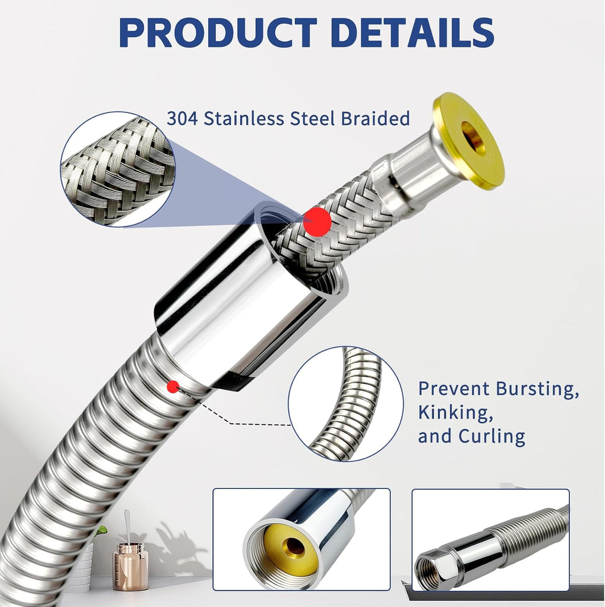 45 Inch Commercial Pre Rinse Spray Hose for Industrial Kitchen Sinks Faucet