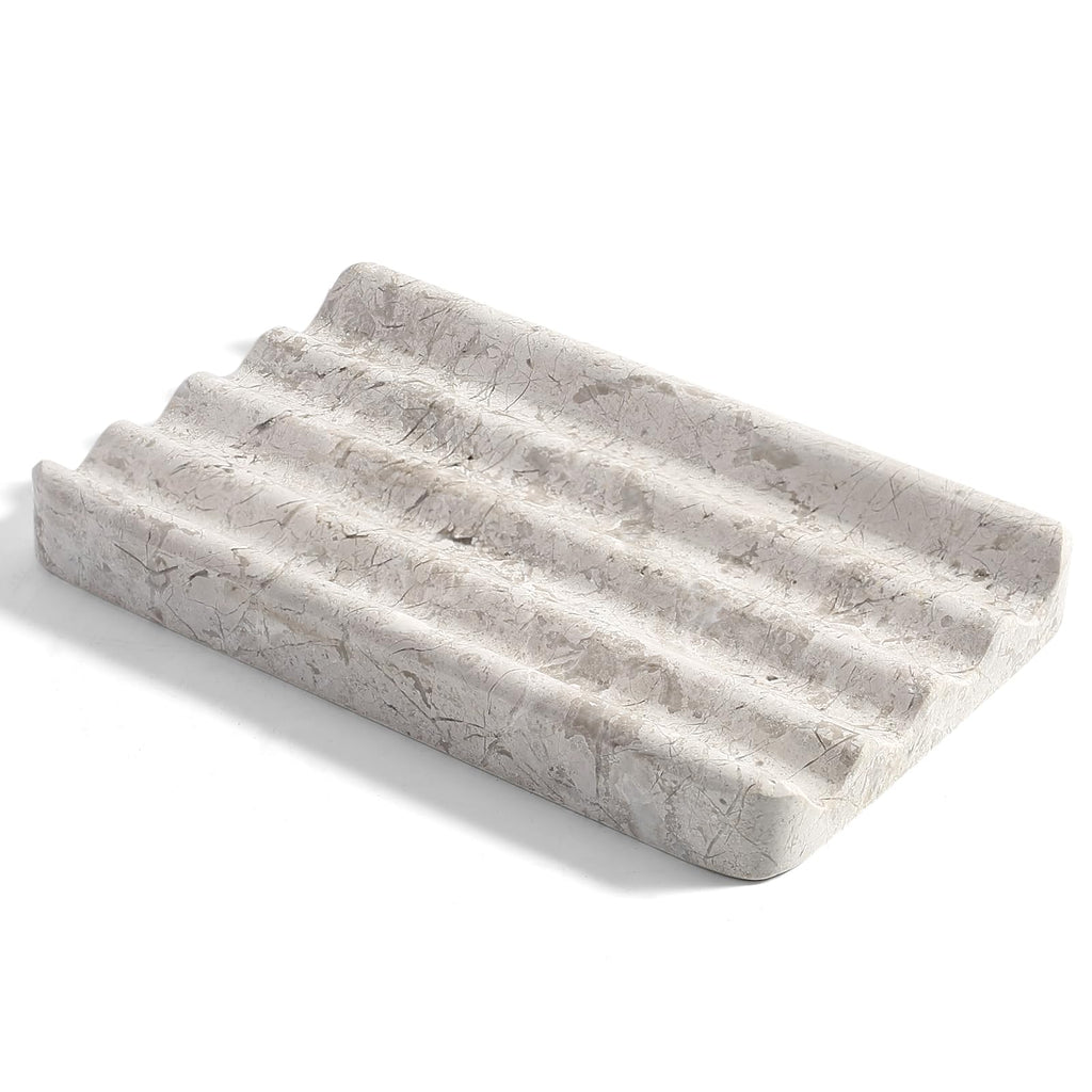Karibiber Marble Soap Dish, Large Stone Bar Soap Holder Shower, Green Bathroom Soaps Saver, Easy Cleaning Natural Stone Sponge Holder for Kitchen Sink, Executive Jewelry Ring Tray