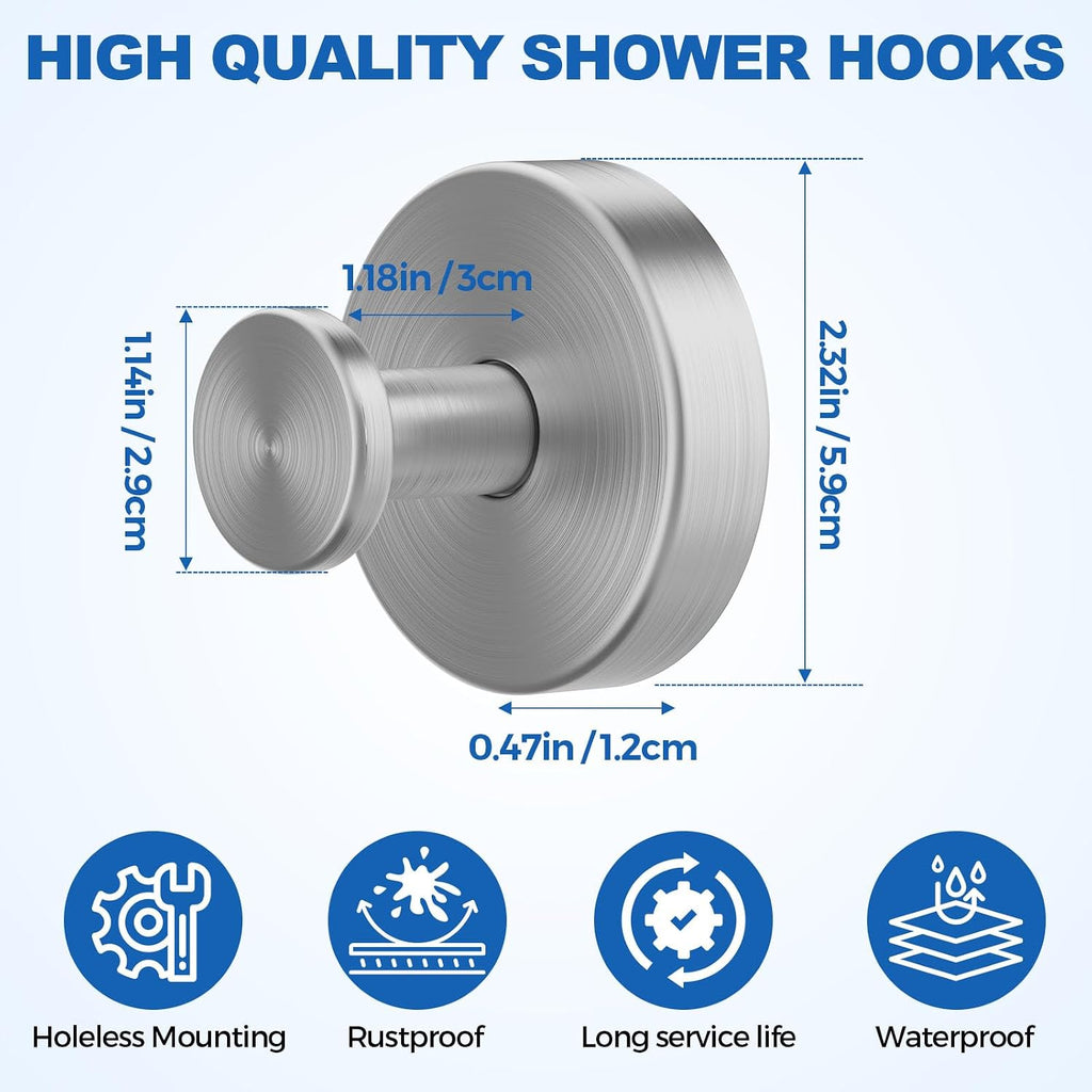 Suction Cup Hooks for Shower, Towel Hooks for Bathroom Inside Shower