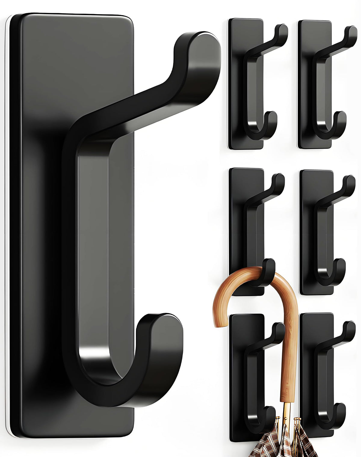 pickpiff 13LB Strong Stick-on Hooks for Coat & Towel, Brushed Nickel 4 Pack