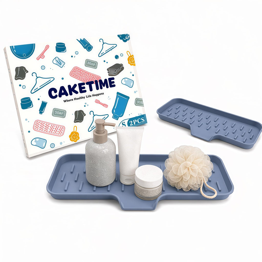 CAKETIME 2 Pack Silicone Soap Dish with Drainage Holes for Bathroom Shower Caddy Kitchen Counter Bar Sponge Holder Drying Rack Sink Organizer Essentials Apartment Home Household Must Haves 2026