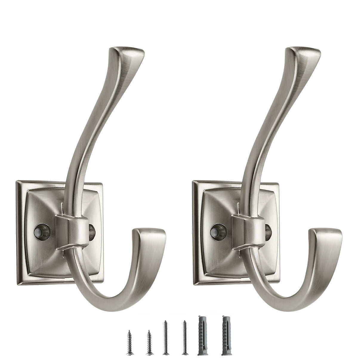 5 Pack Decorative Heavy Duty Towel Hooks for Hanging Robe Double Oil Rubbed Bronze Coat Hooks Wall Mounted with Screws for Key, Towel, Bags, Cup, Hat