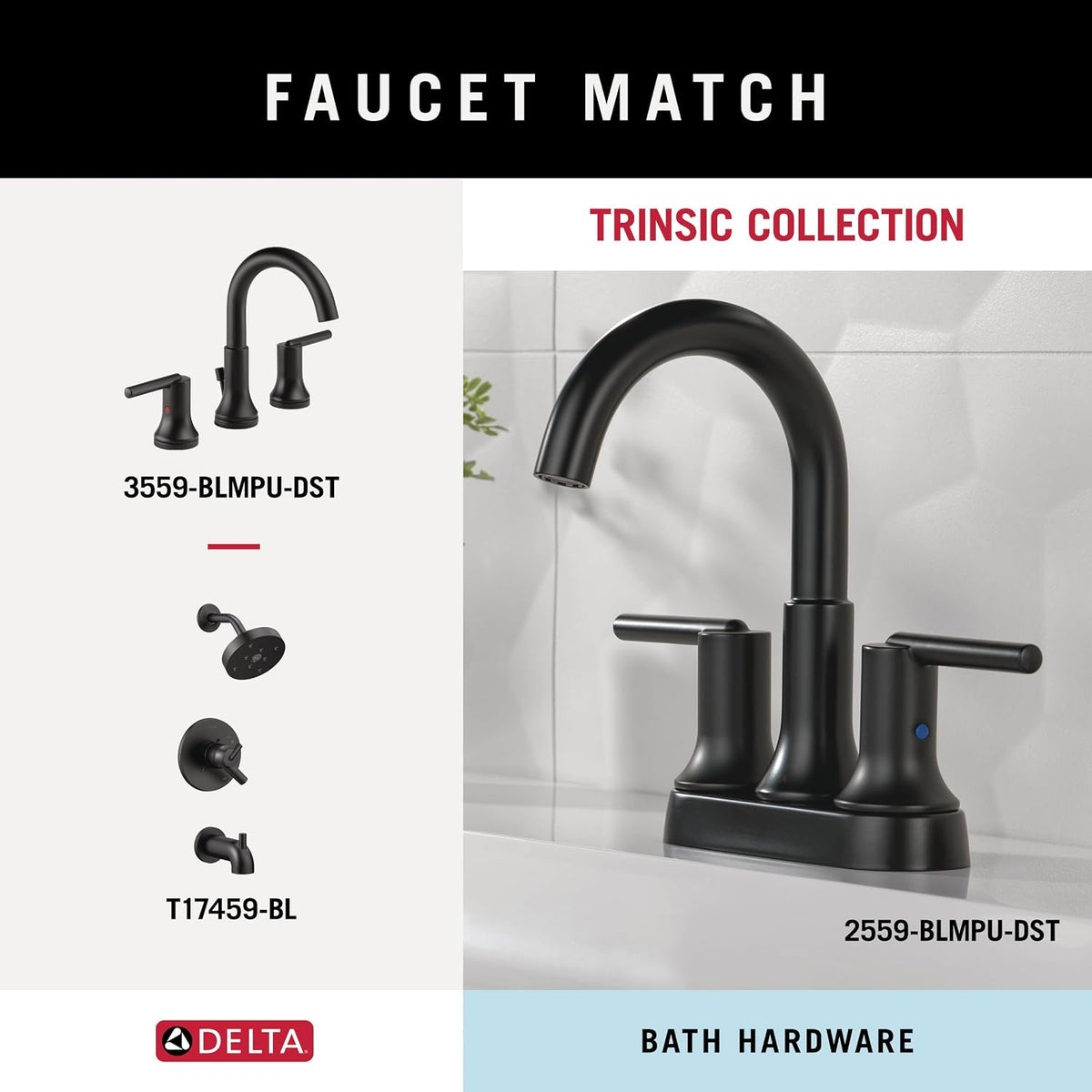 Delta Single Towel Hook for Bathroom or Kitchen| Matte Black | Trinsic Accessories