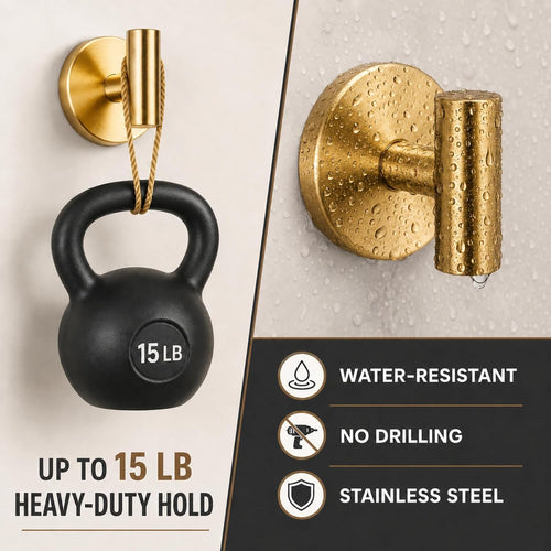 15 lb Suction Cup Hooks for Shower, No-Drill Towel & Robe Hooks