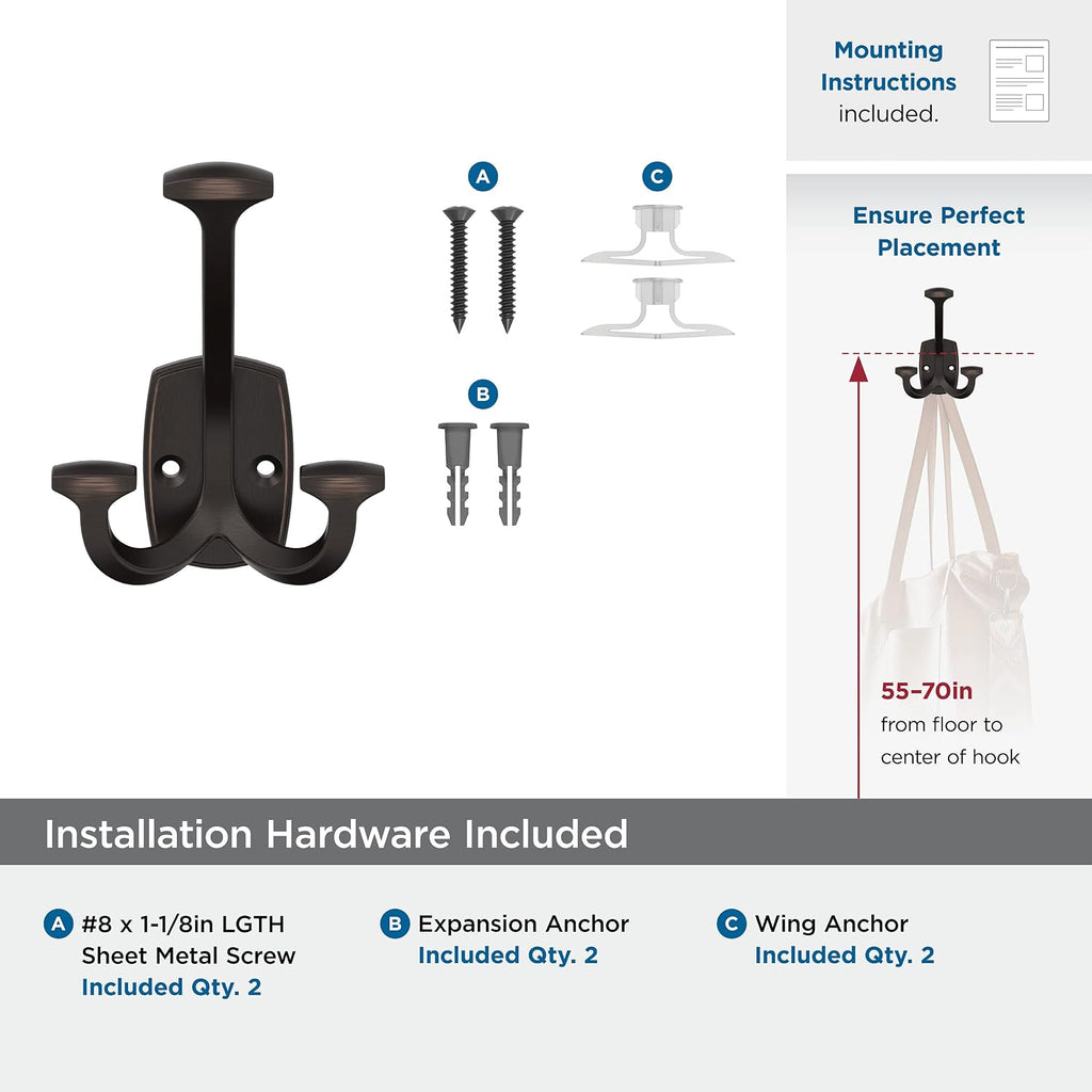 Amerock Vicinity Triple Prong Oil-Rubbed Bronze Wall-Mounted Hook