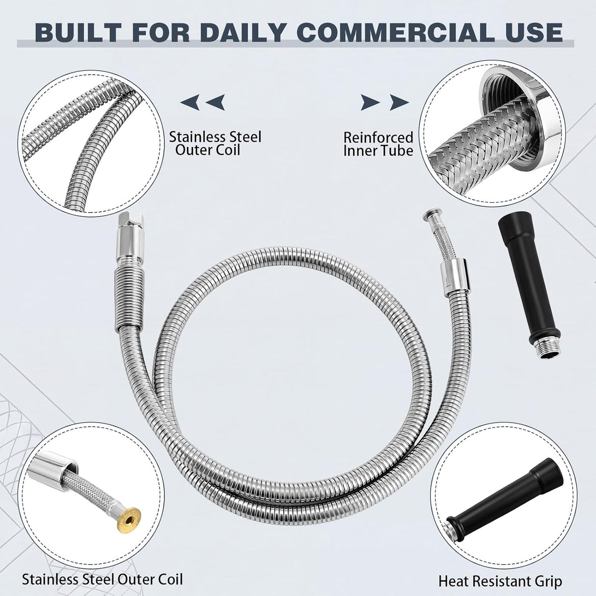 Shimeyao 60 Inches Pre-rinse Hose, Heavy Duty Flexible Spray Hose
