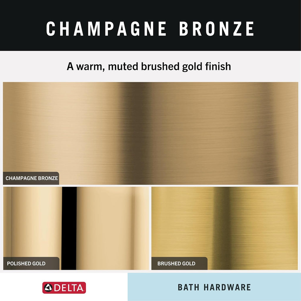 Delta Mylan (1-Pack) Towel Hooks Champagne Bronze Triple Wall Mounted for Robes 3-Prong Multi-Use Holder, Gold Bathroom Accessories MYN35-CZ
