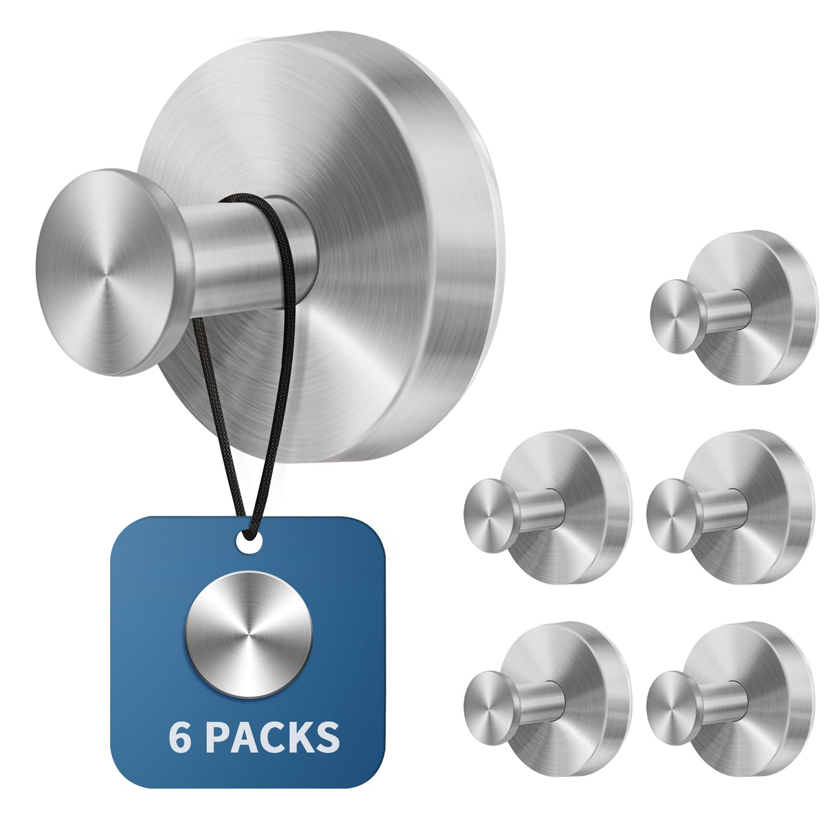 Suction Cup Hooks for Shower, 6 Pack Matte Black Suction Hooks