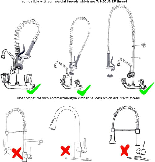Achelous Pre Rinse Sprayer Commercial Adjustable Dual Jet & Mist Function Sink Sprayer Replacement for Restaurant, Hotel, Coffee Shop and Other Heavy-Duty Professional Kitchens, Brass Chrome (Grey)