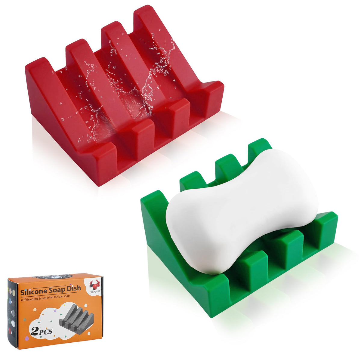 Self Draining Soap Dish Holder,Silicone Soap Dish,for Bathroom,Kitchen, Sponges，Can Extend Soap Life，Keep Soap Bars Dry and Easy Cleaning (White,1-Pack)