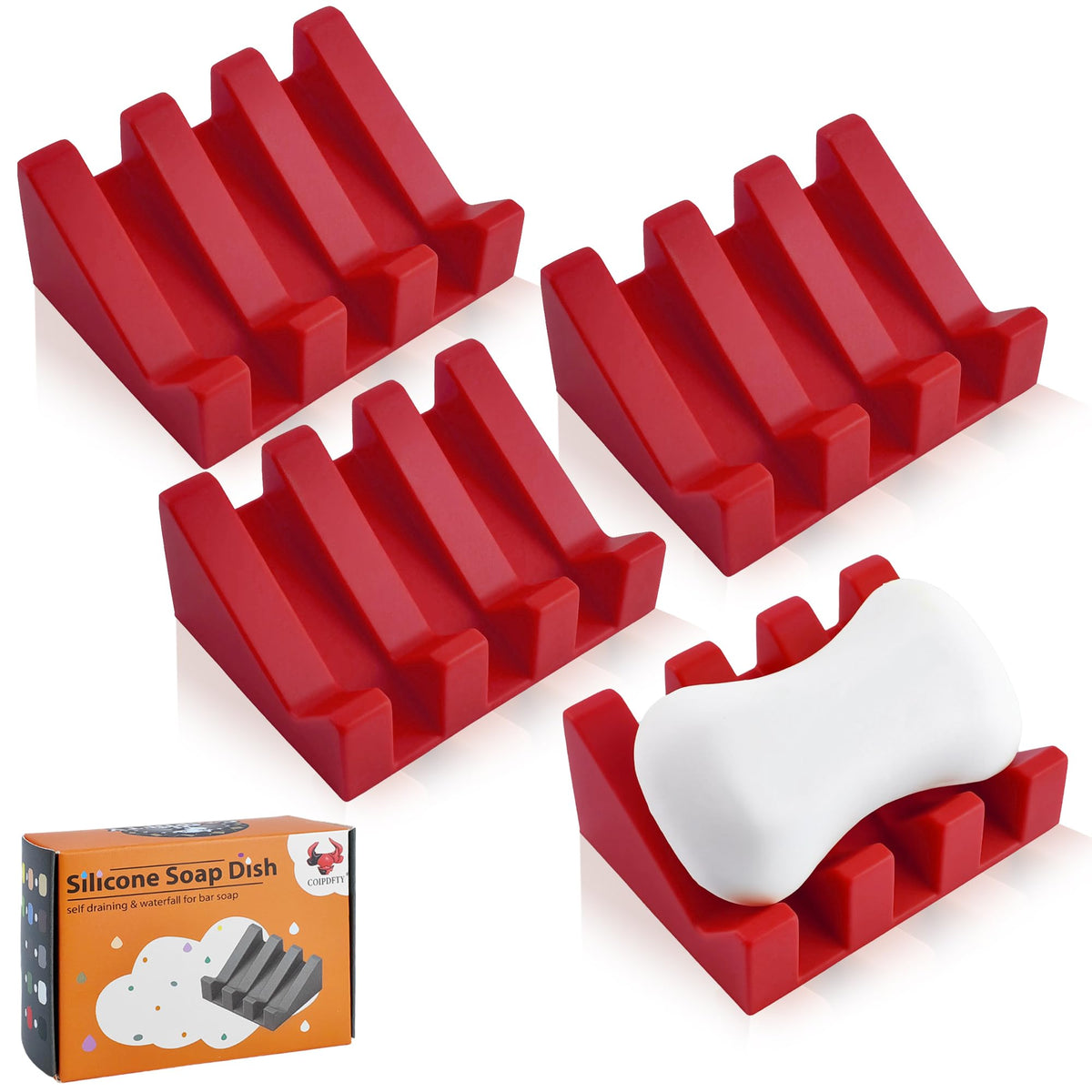 Self Draining Soap Dish Holder,Silicone Soap Dish,for Bathroom,Kitchen, Sponges，Can Extend Soap Life，Keep Soap Bars Dry and Easy Cleaning (White,1-Pack)