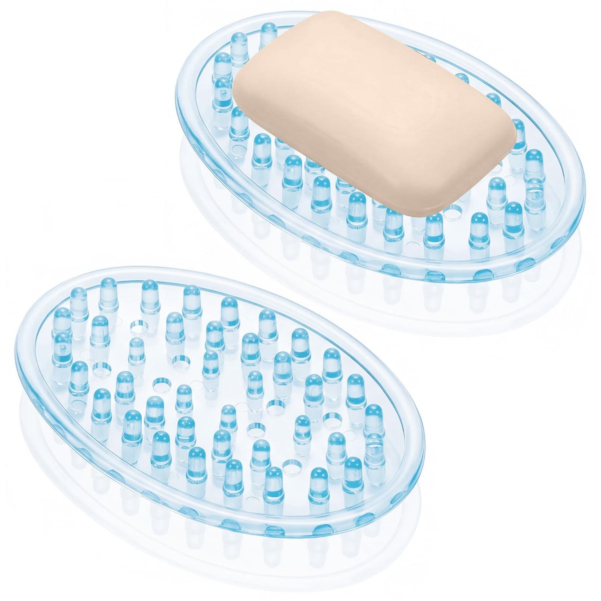 2 Pcs Soap Dish with Holes for Kitchen Bathroom, Clear