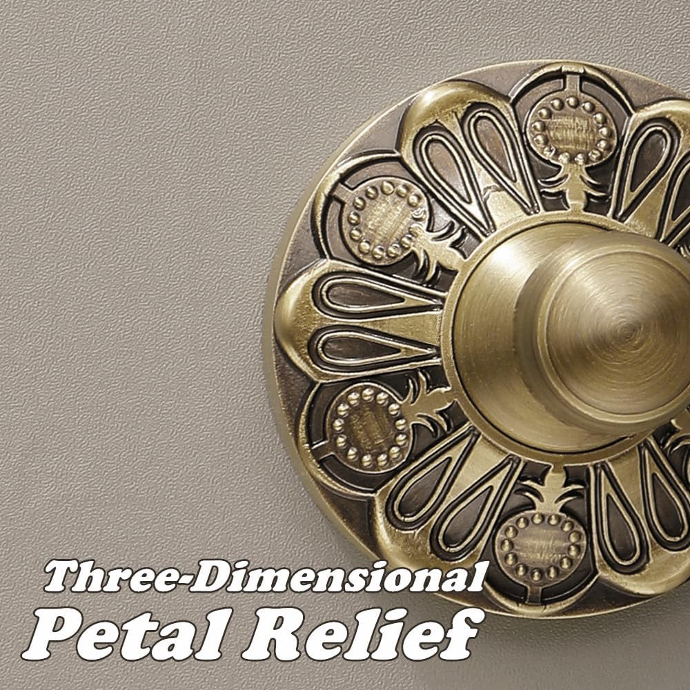 Antique Brass Towel Hook, Wall Mounted Bathroom Hook for Clothing & Robe Hanger, Screws Install Shower Wall Hook, Vintage Gold Brass Petal-Relief Series Longhorn Double Hook