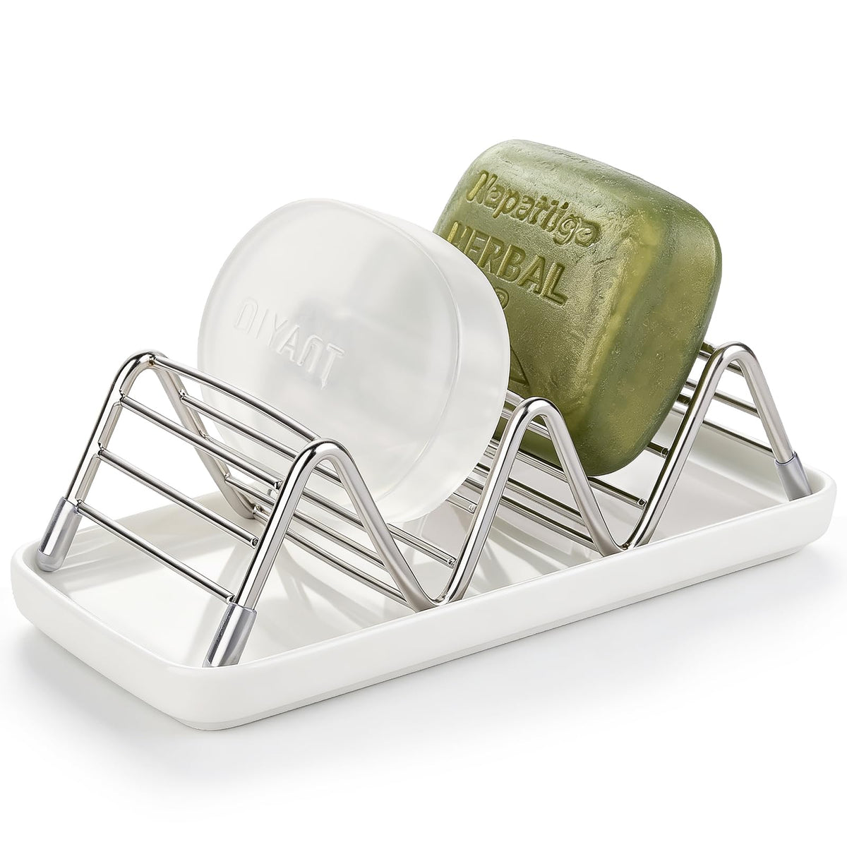 Stainless Steel Soap Dish Self Draining Bar Soap Holder, Silver