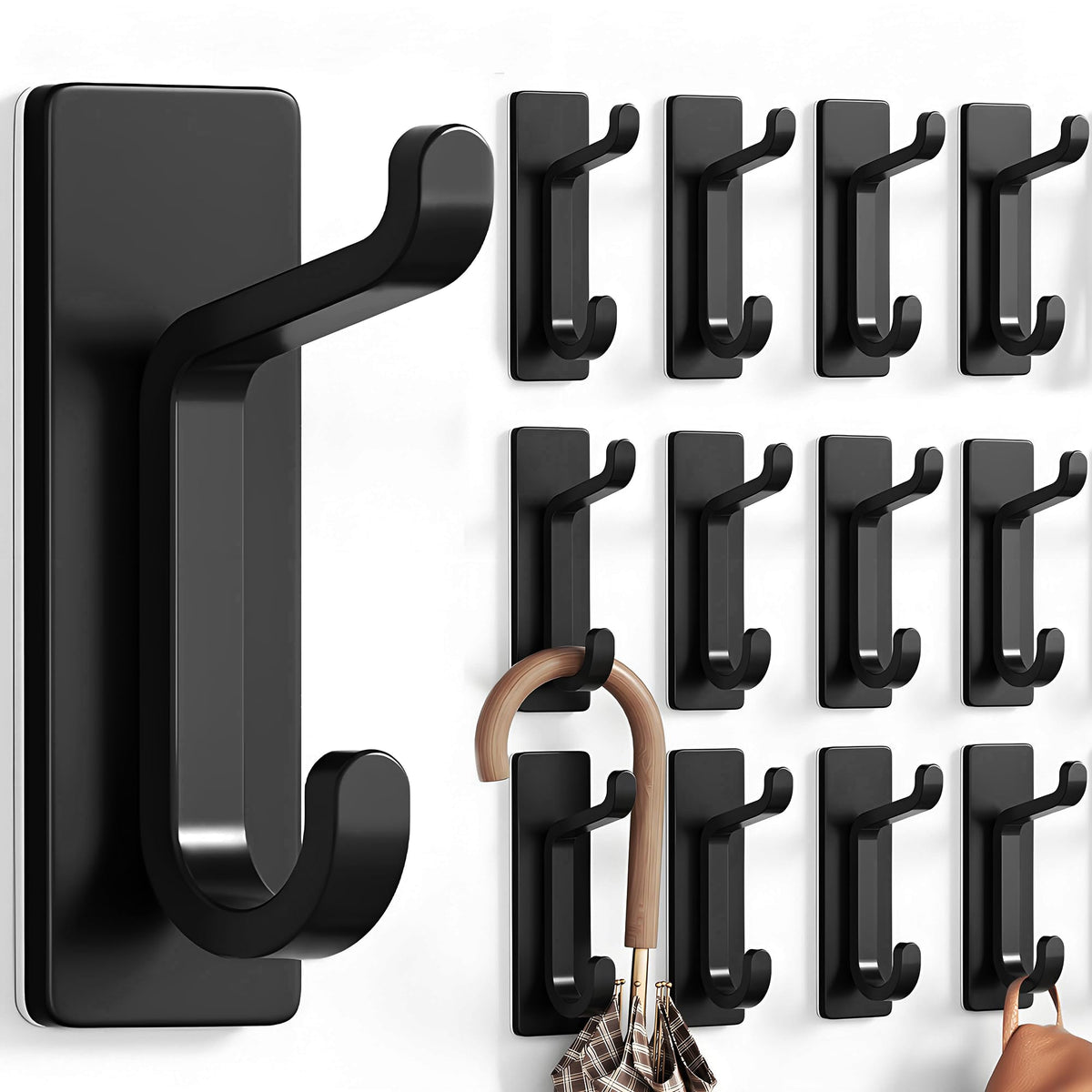 pickpiff 13LB Strong Stick-on Hooks for Coat & Towel, Brushed Nickel 4 Pack