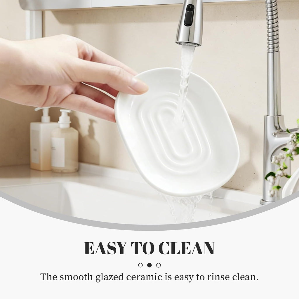 White Ceramic Soap Dish/Tray for Bathroom Shower Kitchen