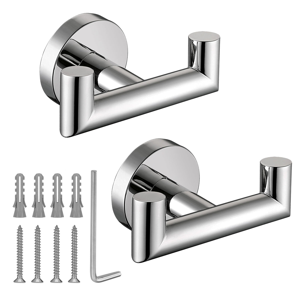 Towel Hooks for Bathrooms,Towel Hook for Kitchen Bathroom,SUS304 Stainless Steel Coat Hook,Heavy Duty Double Holder Robe Hooks for Hanging Towels,Coats,Sponges,Clothes,Wall Mount,Brushed Nickel,2 Pack