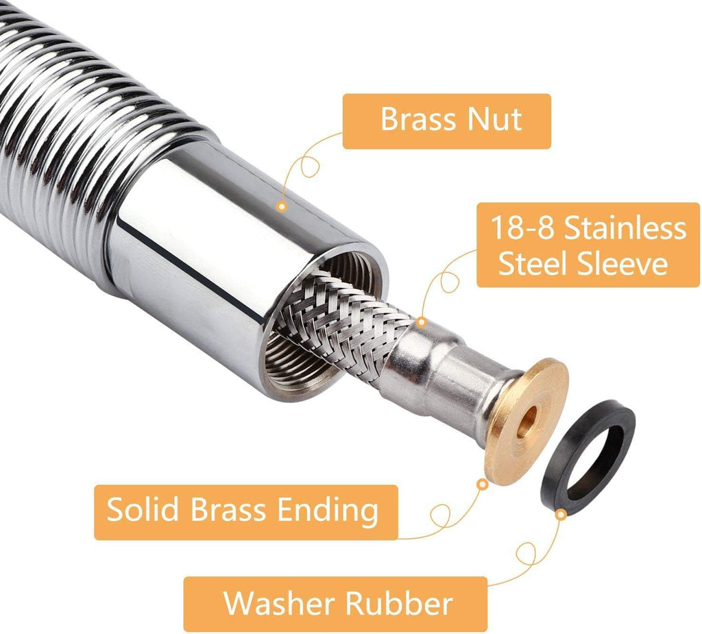 Pre-rinse Hose 38 Inch Flexible Stainless Replacement Hose for All Brand Commercial Kitchen Sink Faucet with 7/8”-20NPT Female Thread (96CM/38”)