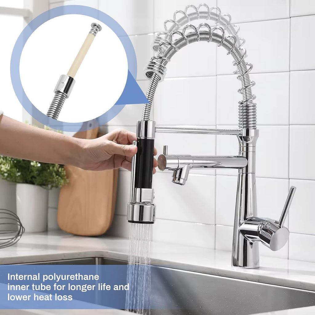Commercial Sink Sprayer Hose 44In, with 304 Stainles Steel Pre Rinse Spring
